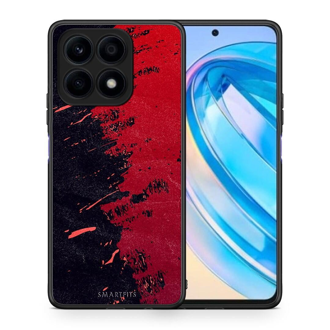 Θήκη Honor X8a Red Paint από τη Smartfits με σχέδιο στο πίσω μέρος και μαύρο περίβλημα | Honor X8a Red Paint Case with Colorful Back and Black Bezels