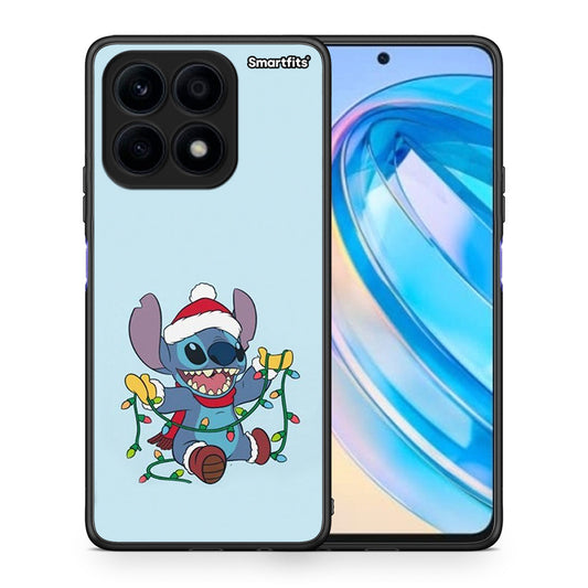 Θήκη Honor X8a Santa Stich από τη Smartfits με σχέδιο στο πίσω μέρος και μαύρο περίβλημα | Honor X8a Santa Stich Case with Colorful Back and Black Bezels