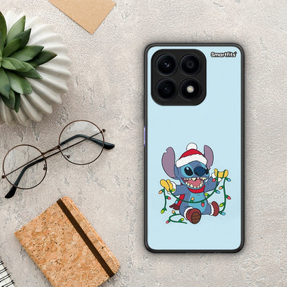 Θήκη Honor X8a Santa Stich από τη Smartfits με σχέδιο στο πίσω μέρος και μαύρο περίβλημα | Honor X8a Santa Stich Case with Colorful Back and Black Bezels