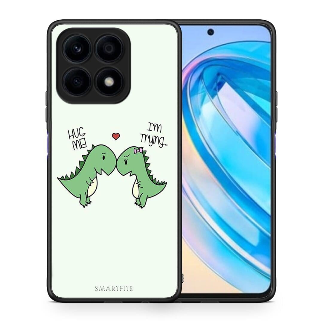 Θήκη Honor X8a Valentine Rex από τη Smartfits με σχέδιο στο πίσω μέρος και μαύρο περίβλημα | Honor X8a Valentine Rex Case with Colorful Back and Black Bezels