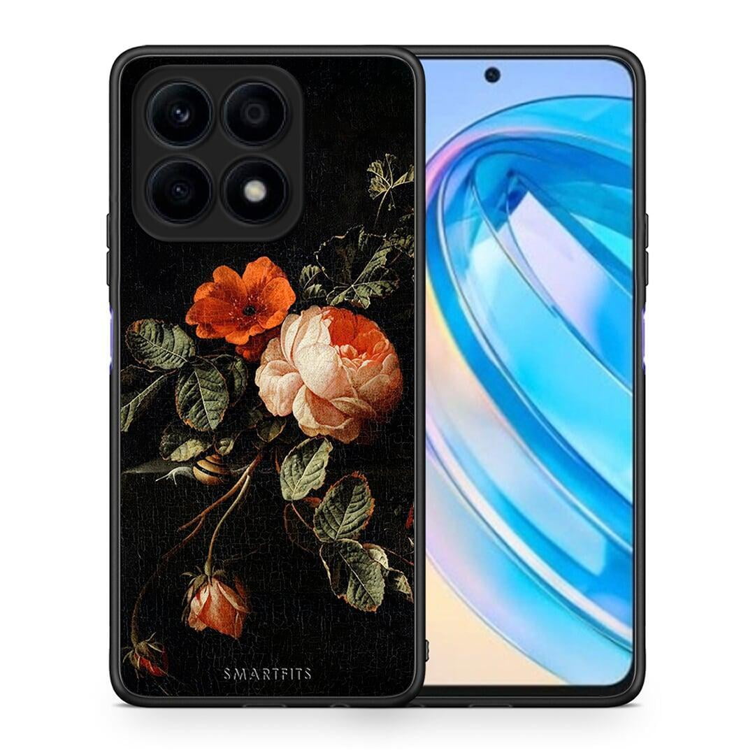 Θήκη Honor X8a Vintage Roses από τη Smartfits με σχέδιο στο πίσω μέρος και μαύρο περίβλημα | Honor X8a Vintage Roses Case with Colorful Back and Black Bezels