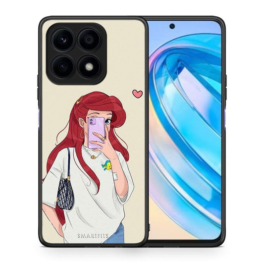Θήκη Honor X8a Walking Mermaid από τη Smartfits με σχέδιο στο πίσω μέρος και μαύρο περίβλημα | Honor X8a Walking Mermaid Case with Colorful Back and Black Bezels