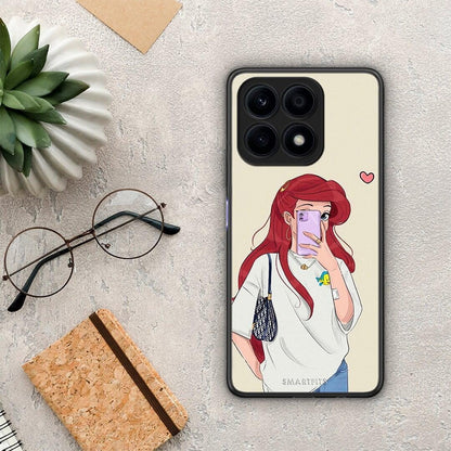 Θήκη Honor X8a Walking Mermaid από τη Smartfits με σχέδιο στο πίσω μέρος και μαύρο περίβλημα | Honor X8a Walking Mermaid Case with Colorful Back and Black Bezels