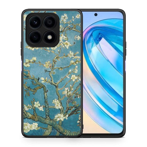 Θήκη Honor X8a White Blossoms από τη Smartfits με σχέδιο στο πίσω μέρος και μαύρο περίβλημα | Honor X8a White Blossoms Case with Colorful Back and Black Bezels