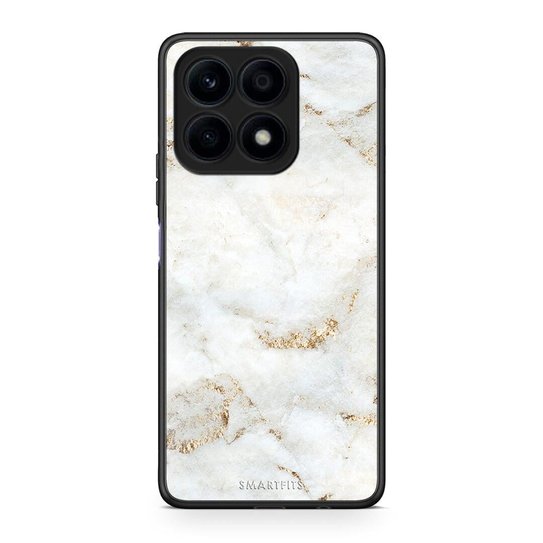 Θήκη Honor X8a White Gold Marble από τη Smartfits με σχέδιο στο πίσω μέρος και μαύρο περίβλημα | Honor X8a White Gold Marble Case with Colorful Back and Black Bezels