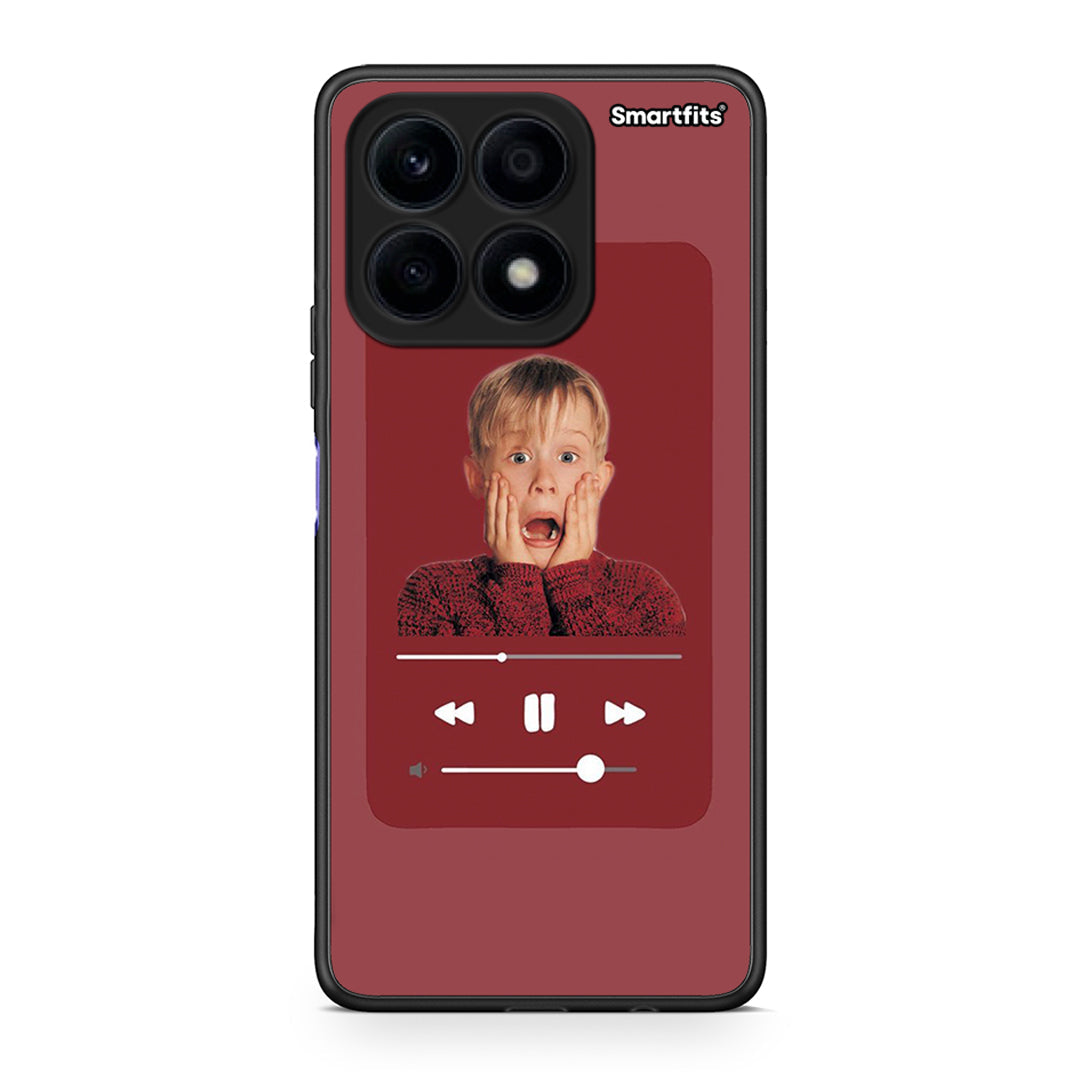 Θήκη Honor X8a Xmas Alone Music από τη Smartfits με σχέδιο στο πίσω μέρος και μαύρο περίβλημα | Honor X8a Xmas Alone Music Case with Colorful Back and Black Bezels