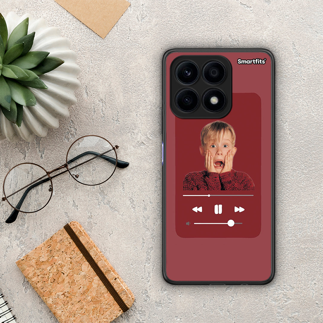 Θήκη Honor X8a Xmas Alone Music από τη Smartfits με σχέδιο στο πίσω μέρος και μαύρο περίβλημα | Honor X8a Xmas Alone Music Case with Colorful Back and Black Bezels