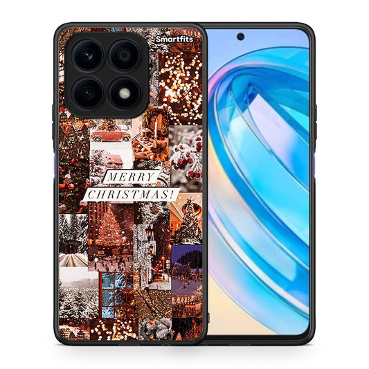 Θήκη Honor X8a Xmas Collage από τη Smartfits με σχέδιο στο πίσω μέρος και μαύρο περίβλημα | Honor X8a Xmas Collage Case with Colorful Back and Black Bezels