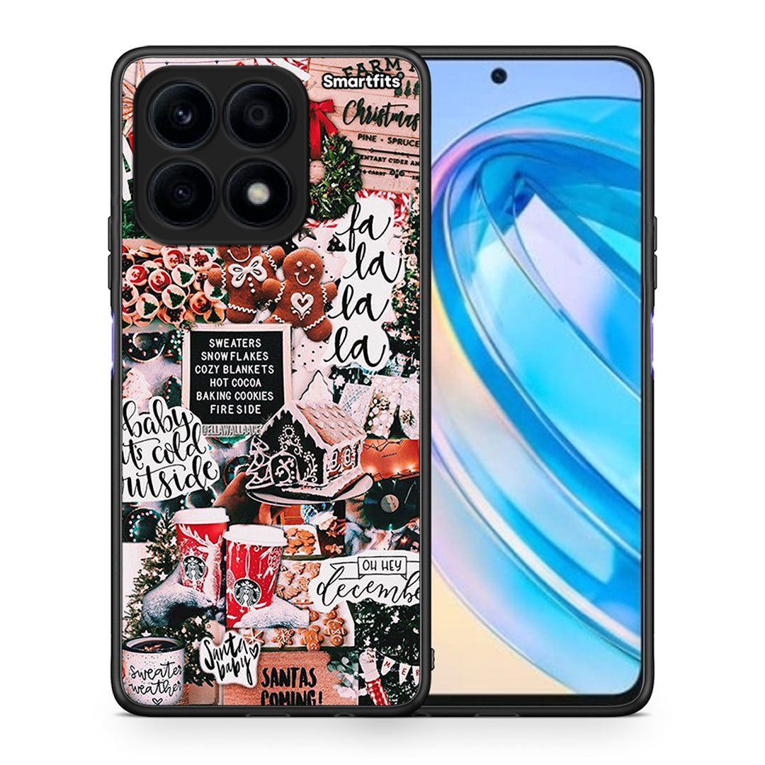 Θήκη Honor X8a Xmas Habbits από τη Smartfits με σχέδιο στο πίσω μέρος και μαύρο περίβλημα | Honor X8a Xmas Habbits Case with Colorful Back and Black Bezels