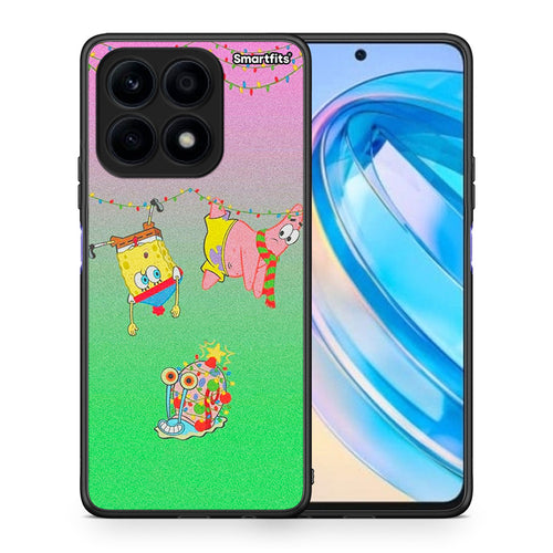 Θήκη Honor X8a Xmas Lights από τη Smartfits με σχέδιο στο πίσω μέρος και μαύρο περίβλημα | Honor X8a Xmas Lights Case with Colorful Back and Black Bezels