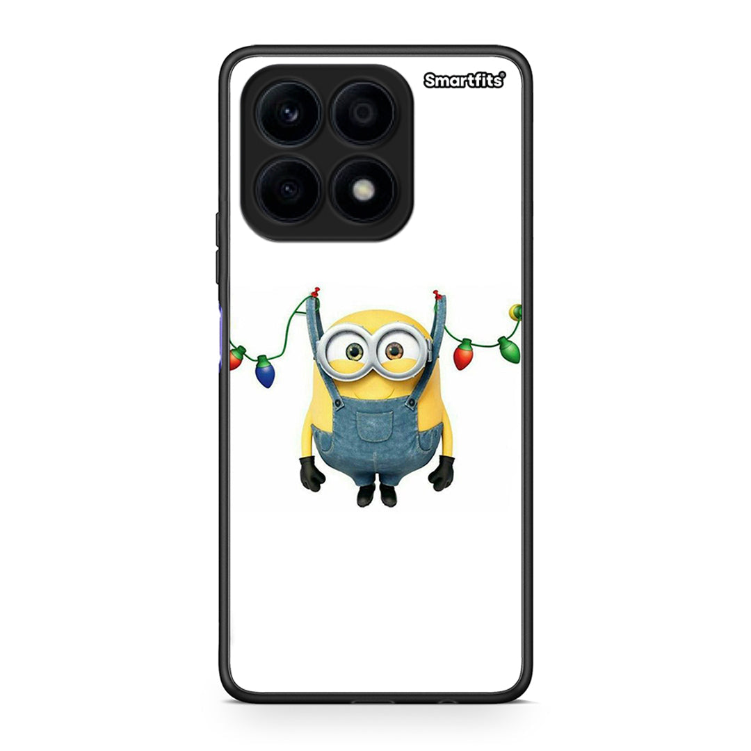 Θήκη Honor X8a Xmas Minion Lights από τη Smartfits με σχέδιο στο πίσω μέρος και μαύρο περίβλημα | Honor X8a Xmas Minion Lights Case with Colorful Back and Black Bezels