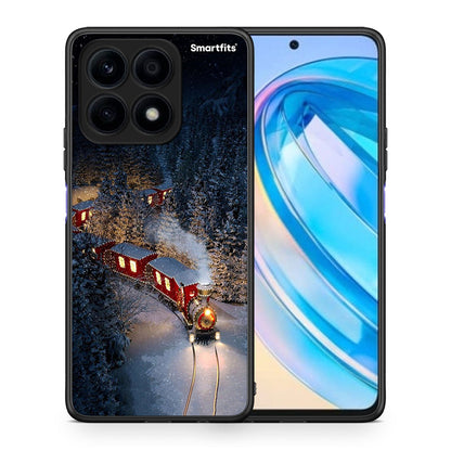 Θήκη Honor X8a Xmas Train από τη Smartfits με σχέδιο στο πίσω μέρος και μαύρο περίβλημα | Honor X8a Xmas Train Case with Colorful Back and Black Bezels