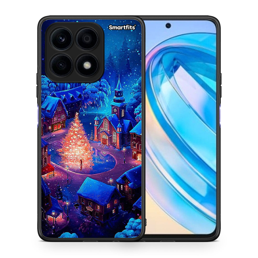 Θήκη Honor X8a Xmas Village από τη Smartfits με σχέδιο στο πίσω μέρος και μαύρο περίβλημα | Honor X8a Xmas Village Case with Colorful Back and Black Bezels