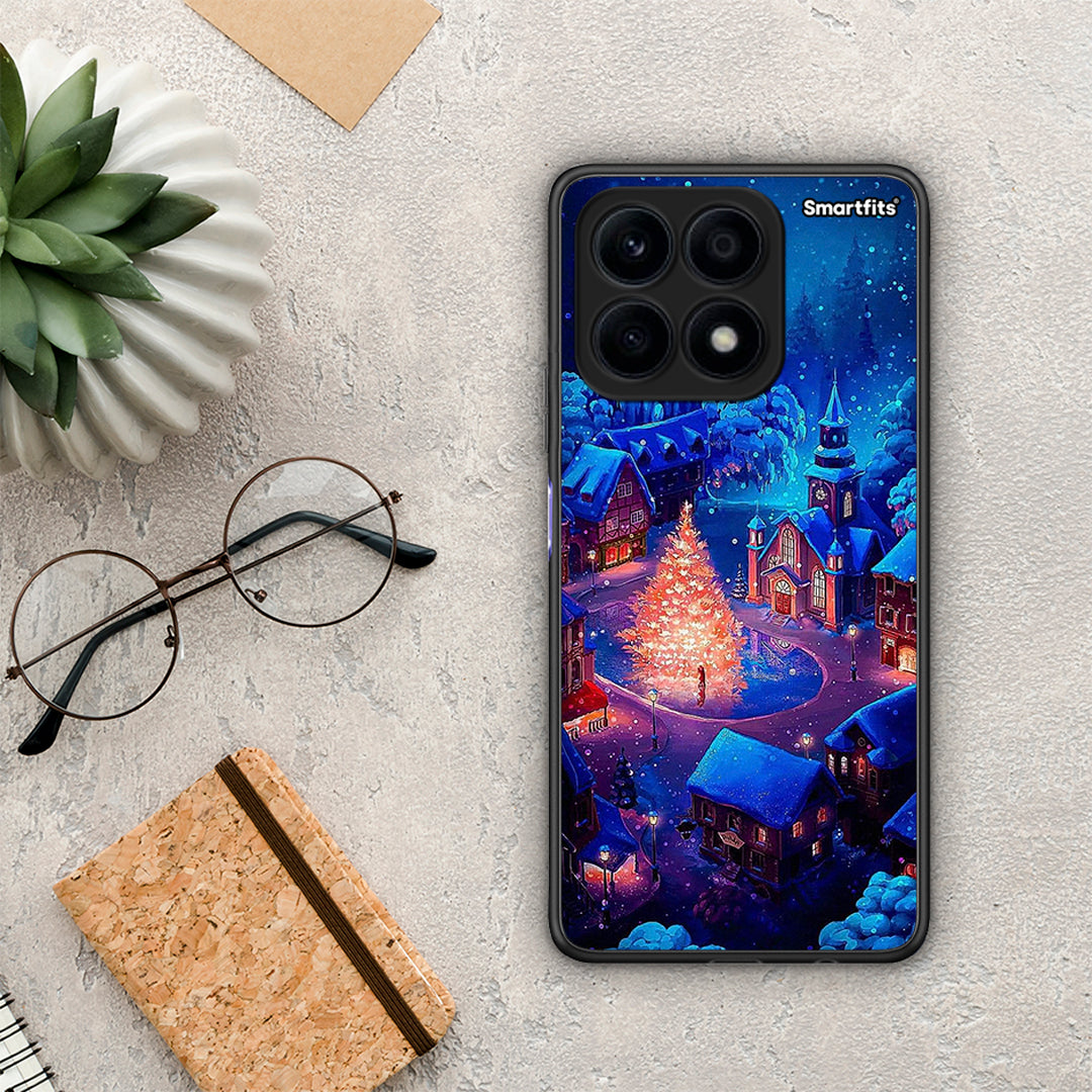 Θήκη Honor X8a Xmas Village από τη Smartfits με σχέδιο στο πίσω μέρος και μαύρο περίβλημα | Honor X8a Xmas Village Case with Colorful Back and Black Bezels