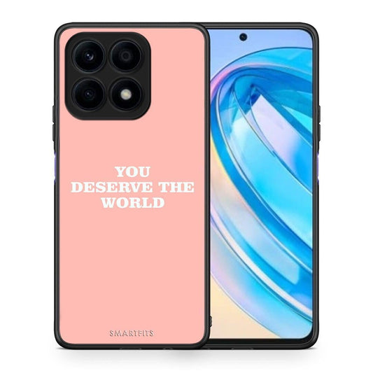 Θήκη Honor X8a You Deserve The World από τη Smartfits με σχέδιο στο πίσω μέρος και μαύρο περίβλημα | Honor X8a You Deserve The World Case with Colorful Back and Black Bezels