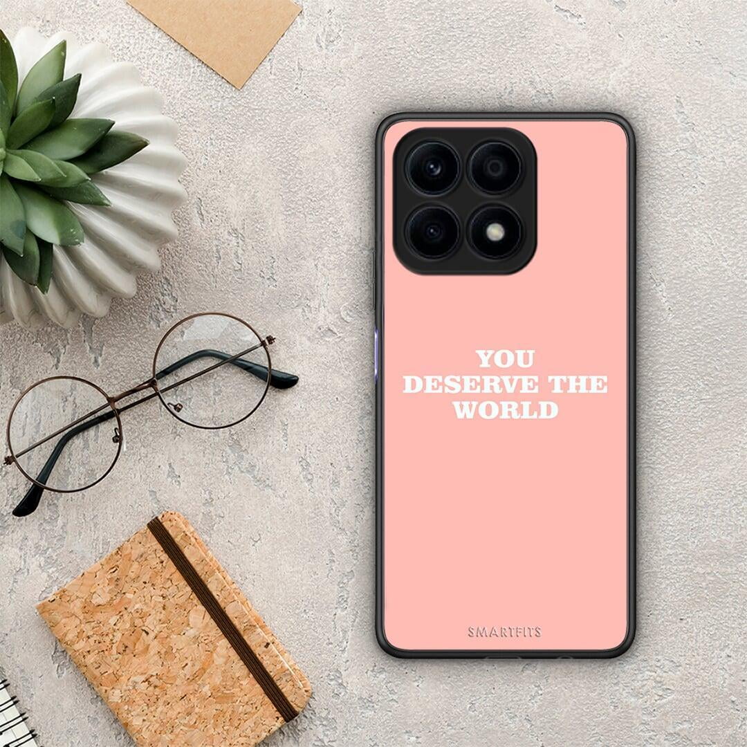 Θήκη Honor X8a You Deserve The World από τη Smartfits με σχέδιο στο πίσω μέρος και μαύρο περίβλημα | Honor X8a You Deserve The World Case with Colorful Back and Black Bezels