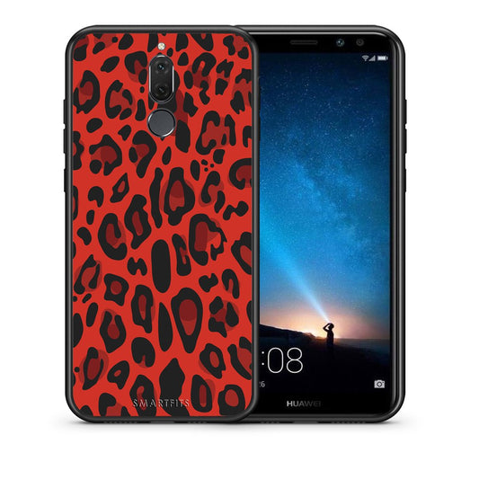 Θήκη Huawei Mate 10 Lite Red Leopard Animal από τη Smartfits με σχέδιο στο πίσω μέρος και μαύρο περίβλημα | Huawei Mate 10 Lite Red Leopard Animal case with colorful back and black bezels