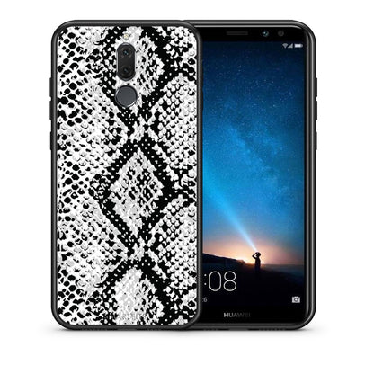 Θήκη Huawei Mate 10 Lite White Snake Animal από τη Smartfits με σχέδιο στο πίσω μέρος και μαύρο περίβλημα | Huawei Mate 10 Lite White Snake Animal case with colorful back and black bezels