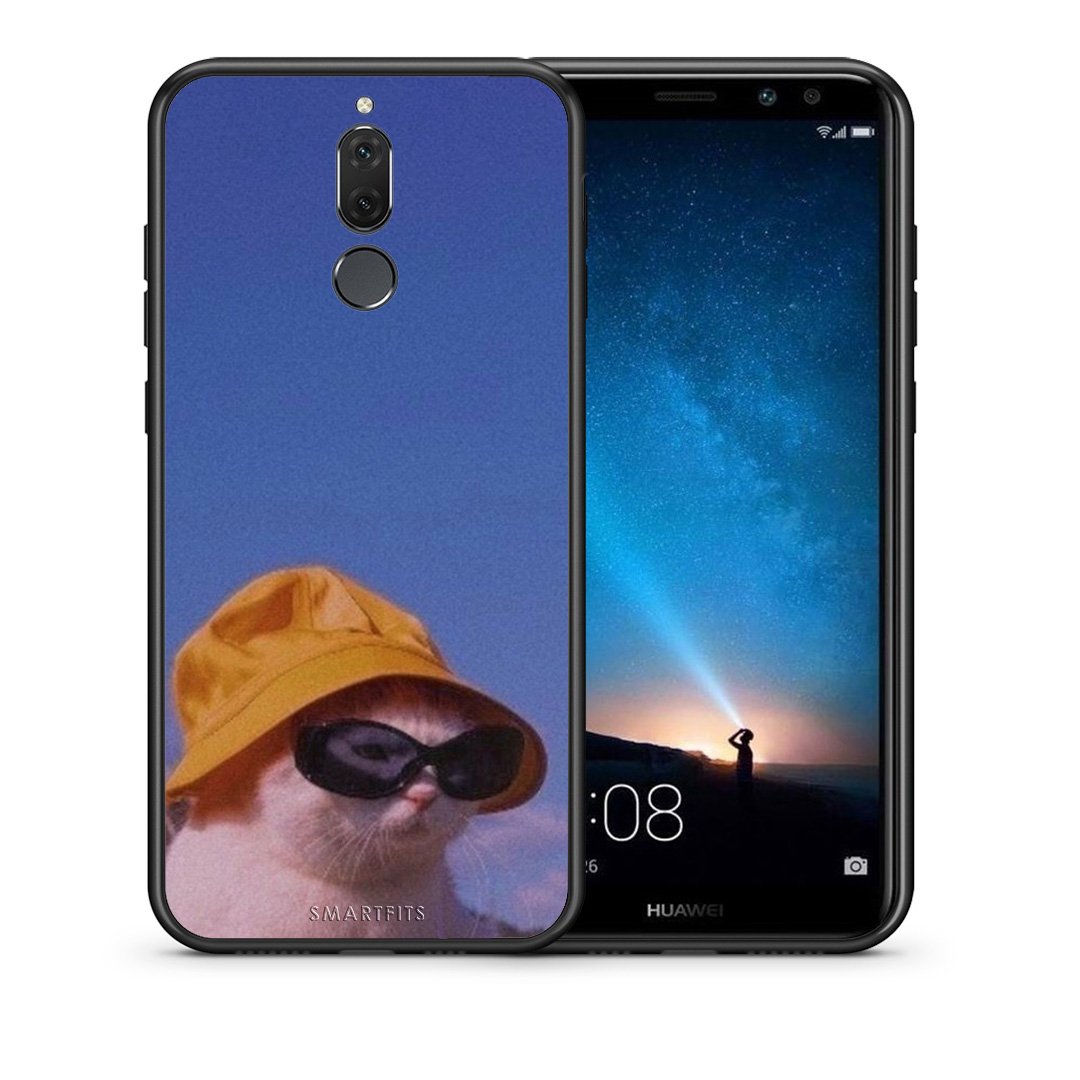Θήκη Huawei Mate 10 Lite Cat Diva από τη Smartfits με σχέδιο στο πίσω μέρος και μαύρο περίβλημα | Huawei Mate 10 Lite Cat Diva case with colorful back and black bezels