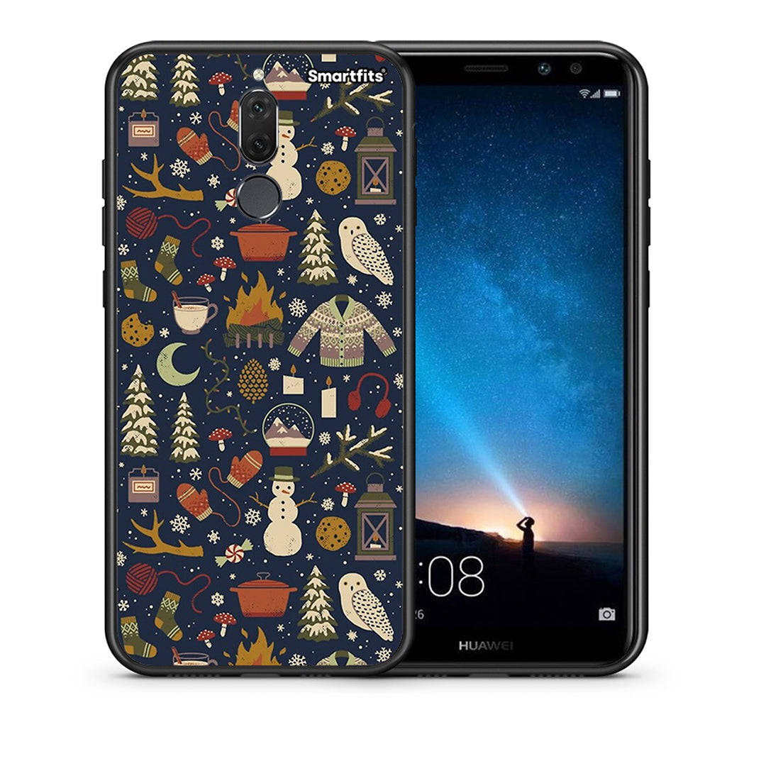 Θήκη Huawei Mate 10 Lite Christmas Elements από τη Smartfits με σχέδιο στο πίσω μέρος και μαύρο περίβλημα | Huawei Mate 10 Lite Christmas Elements case with colorful back and black bezels