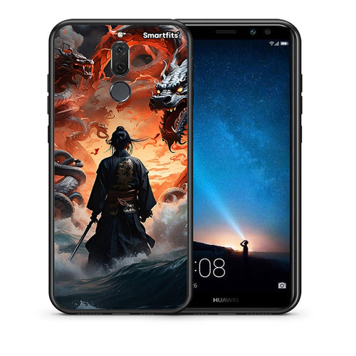 Θήκη Huawei Mate 10 Lite Dragons Fight από τη Smartfits με σχέδιο στο πίσω μέρος και μαύρο περίβλημα | Huawei Mate 10 Lite Dragons Fight case with colorful back and black bezels