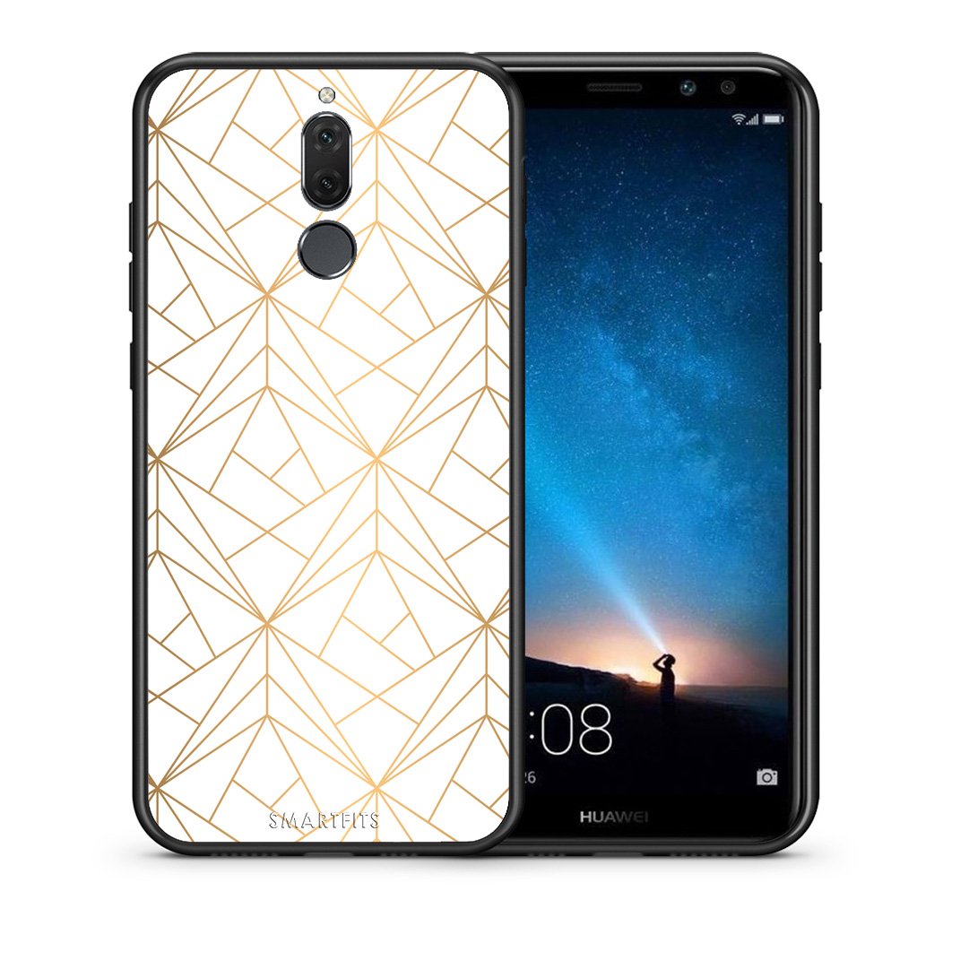 Θήκη Huawei Mate 10 Lite Luxury White Geometric από τη Smartfits με σχέδιο στο πίσω μέρος και μαύρο περίβλημα | Huawei Mate 10 Lite Luxury White Geometric case with colorful back and black bezels