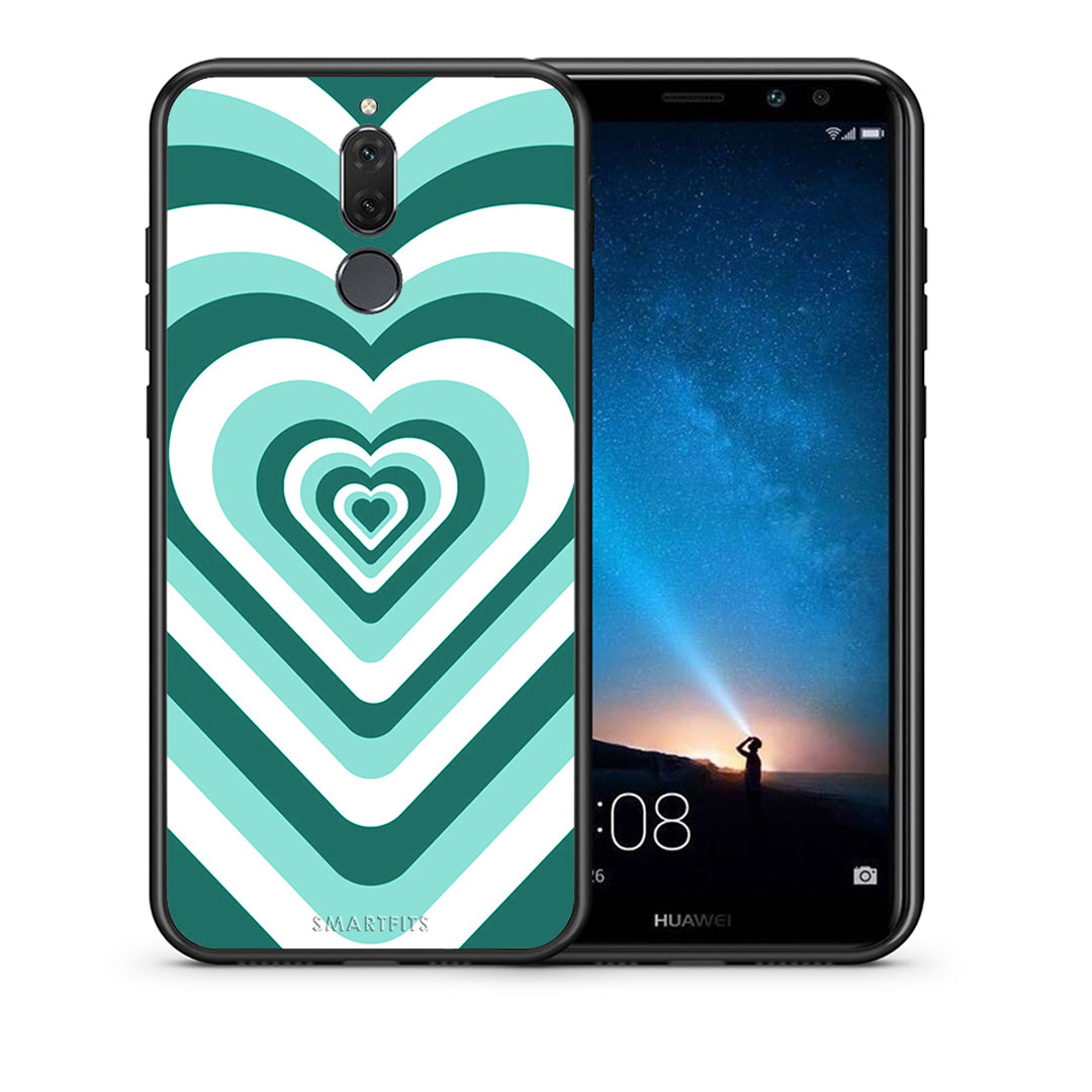 Θήκη Huawei Mate 10 Lite Green Hearts από τη Smartfits με σχέδιο στο πίσω μέρος και μαύρο περίβλημα | Huawei Mate 10 Lite Green Hearts case with colorful back and black bezels