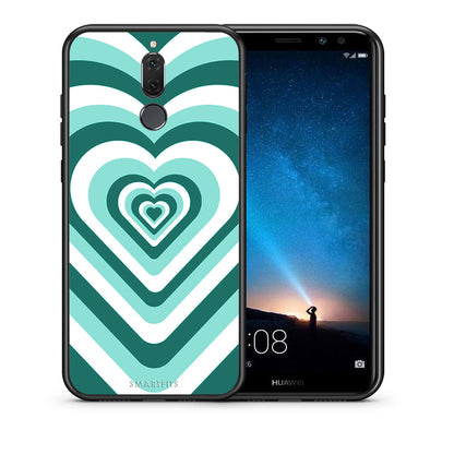 Θήκη Huawei Mate 10 Lite Green Hearts από τη Smartfits με σχέδιο στο πίσω μέρος και μαύρο περίβλημα | Huawei Mate 10 Lite Green Hearts case with colorful back and black bezels