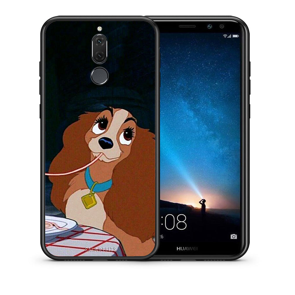 Θήκη Αγίου Βαλεντίνου Huawei Mate 10 Lite Lady And Tramp 2 από τη Smartfits με σχέδιο στο πίσω μέρος και μαύρο περίβλημα | Huawei Mate 10 Lite Lady And Tramp 2 case with colorful back and black bezels