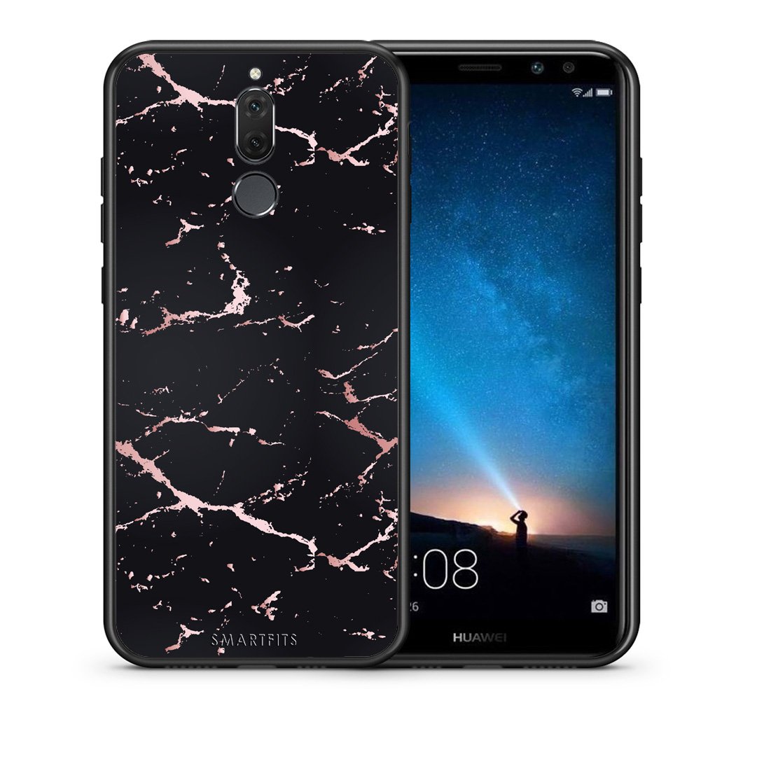 Θήκη Huawei Mate 10 Lite Black Rosegold Marble από τη Smartfits με σχέδιο στο πίσω μέρος και μαύρο περίβλημα | Huawei Mate 10 Lite Black Rosegold Marble case with colorful back and black bezels
