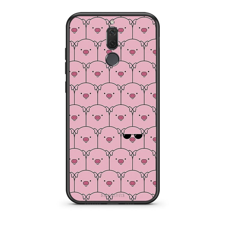 huawei mate 10 lite Pig Glasses θήκη από τη Smartfits με σχέδιο στο πίσω μέρος και μαύρο περίβλημα | Smartphone case with colorful back and black bezels by Smartfits