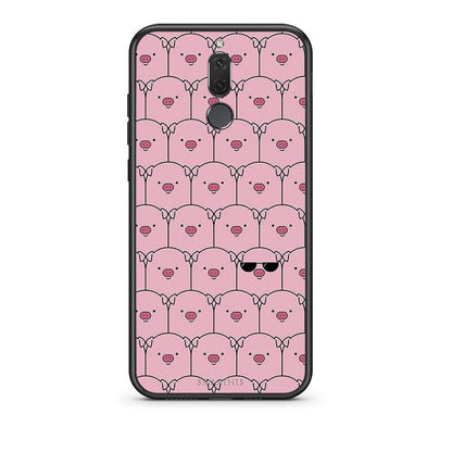 huawei mate 10 lite Pig Glasses θήκη από τη Smartfits με σχέδιο στο πίσω μέρος και μαύρο περίβλημα | Smartphone case with colorful back and black bezels by Smartfits