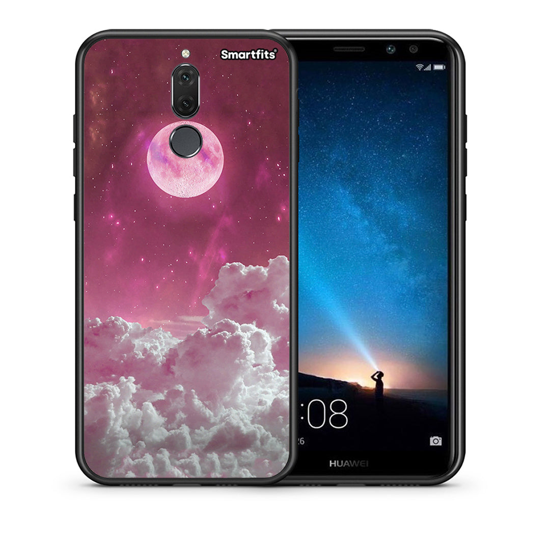 Θήκη Huawei Mate 10 Lite Pink Moon από τη Smartfits με σχέδιο στο πίσω μέρος και μαύρο περίβλημα | Huawei Mate 10 Lite Pink Moon case with colorful back and black bezels