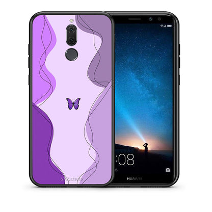 Θήκη Αγίου Βαλεντίνου Huawei Mate 10 Lite Purple Mariposa από τη Smartfits με σχέδιο στο πίσω μέρος και μαύρο περίβλημα | Huawei Mate 10 Lite Purple Mariposa case with colorful back and black bezels