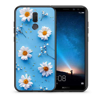 Θήκη Huawei Mate 10 Lite Real Daisies από τη Smartfits με σχέδιο στο πίσω μέρος και μαύρο περίβλημα | Huawei Mate 10 Lite Real Daisies case with colorful back and black bezels