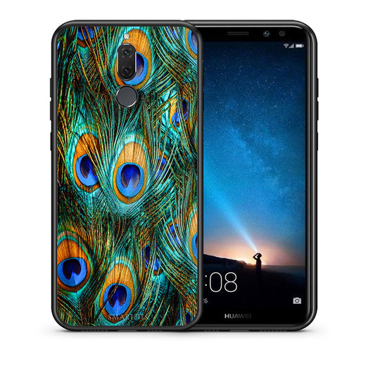Θήκη Huawei Mate 10 Lite Real Peacock Feathers από τη Smartfits με σχέδιο στο πίσω μέρος και μαύρο περίβλημα | Huawei Mate 10 Lite Real Peacock Feathers case with colorful back and black bezels