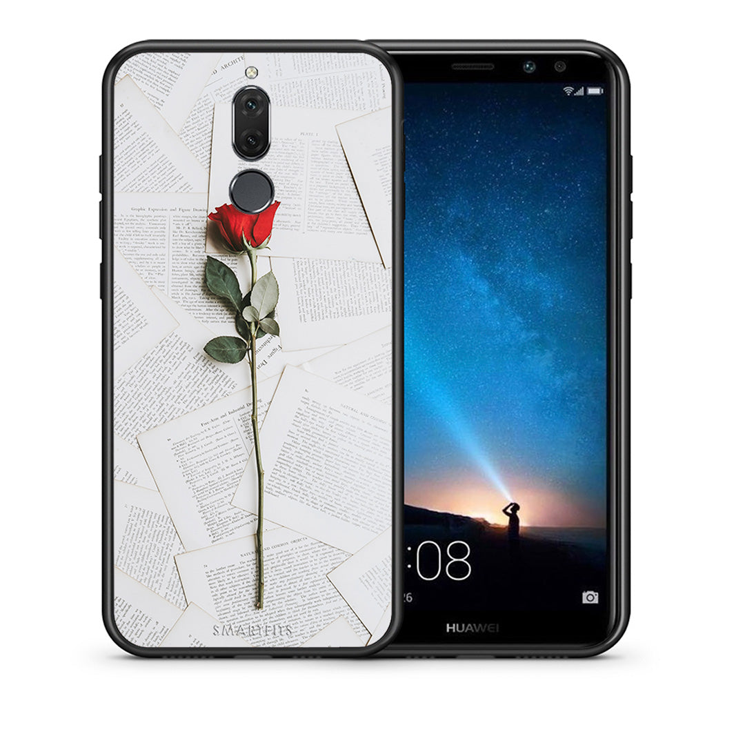 Θήκη Huawei Mate 10 Lite Red Rose από τη Smartfits με σχέδιο στο πίσω μέρος και μαύρο περίβλημα | Huawei Mate 10 Lite Red Rose case with colorful back and black bezels