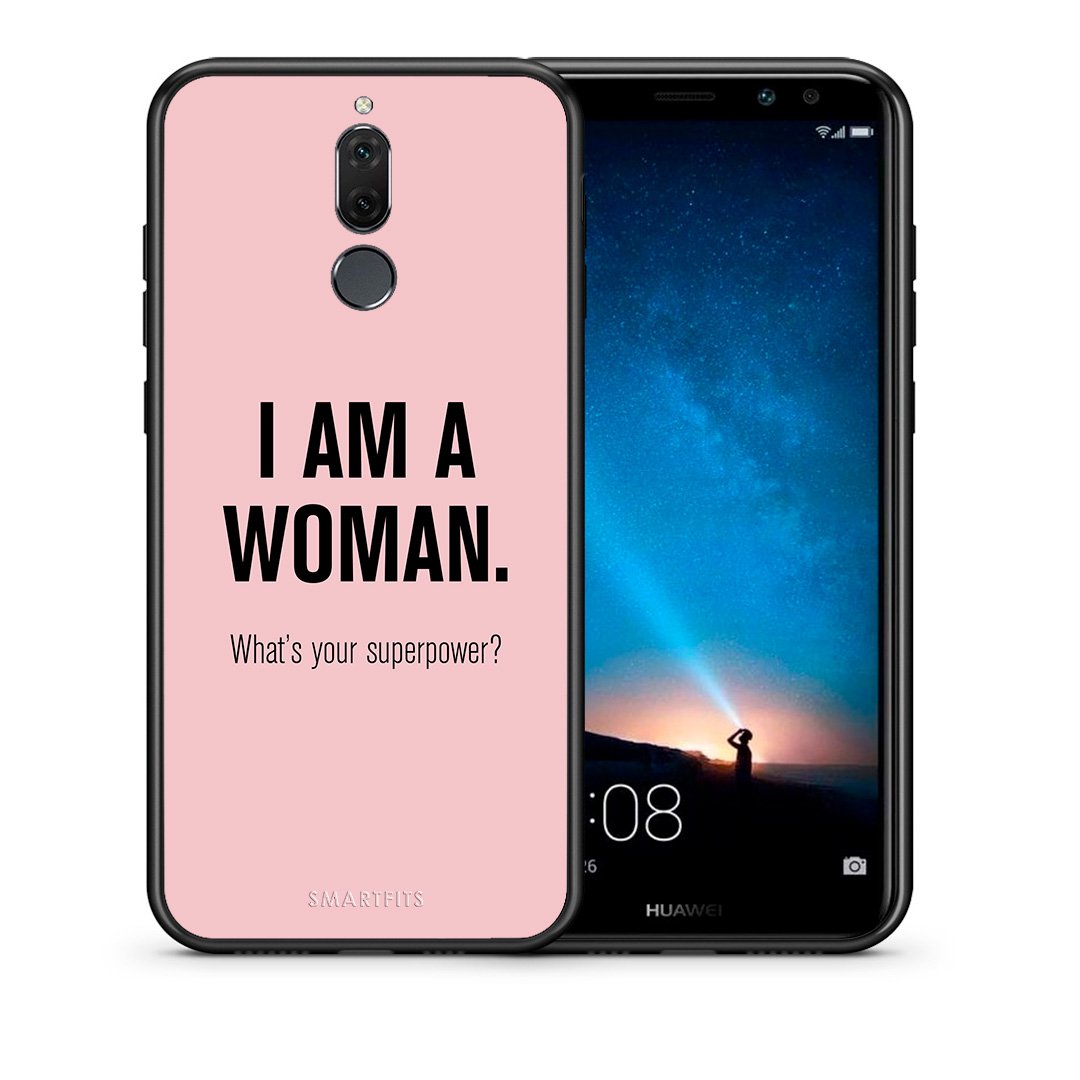 Θήκη Huawei Mate 10 Lite Superpower Woman από τη Smartfits με σχέδιο στο πίσω μέρος και μαύρο περίβλημα | Huawei Mate 10 Lite Superpower Woman case with colorful back and black bezels