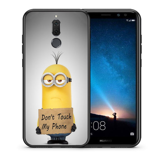 Θήκη Huawei Mate 10 Lite Minion Text από τη Smartfits με σχέδιο στο πίσω μέρος και μαύρο περίβλημα | Huawei Mate 10 Lite Minion Text case with colorful back and black bezels