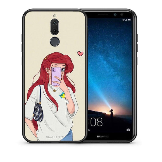 Θήκη Huawei Mate 10 Lite Walking Mermaid από τη Smartfits με σχέδιο στο πίσω μέρος και μαύρο περίβλημα | Huawei Mate 10 Lite Walking Mermaid case with colorful back and black bezels