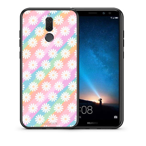 Θήκη Huawei Mate 10 Lite White Daisies από τη Smartfits με σχέδιο στο πίσω μέρος και μαύρο περίβλημα | Huawei Mate 10 Lite White Daisies case with colorful back and black bezels