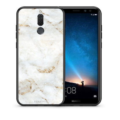 Θήκη Huawei Mate 10 Lite White Gold Marble από τη Smartfits με σχέδιο στο πίσω μέρος και μαύρο περίβλημα | Huawei Mate 10 Lite White Gold Marble case with colorful back and black bezels