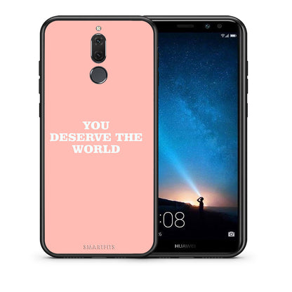 Θήκη Αγίου Βαλεντίνου Huawei Mate 10 Lite You Deserve The World από τη Smartfits με σχέδιο στο πίσω μέρος και μαύρο περίβλημα | Huawei Mate 10 Lite You Deserve The World case with colorful back and black bezels