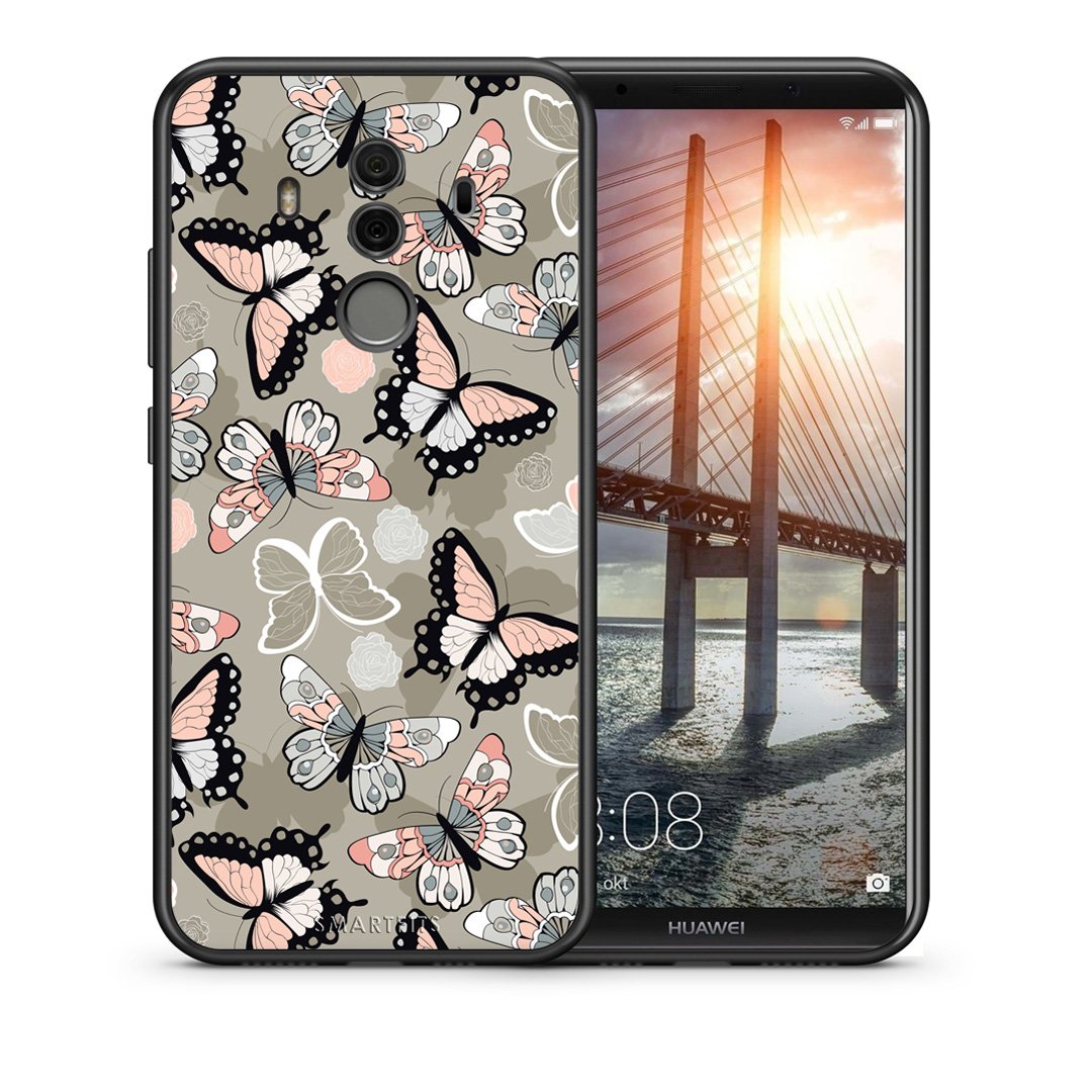 Θήκη Huawei Mate 10 Pro Butterflies Boho από τη Smartfits με σχέδιο στο πίσω μέρος και μαύρο περίβλημα | Huawei Mate 10 Pro Butterflies Boho case with colorful back and black bezels