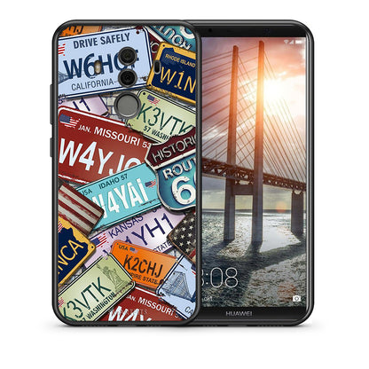 Θήκη Huawei Mate 10 Pro Car Plates από τη Smartfits με σχέδιο στο πίσω μέρος και μαύρο περίβλημα | Huawei Mate 10 Pro Car Plates case with colorful back and black bezels