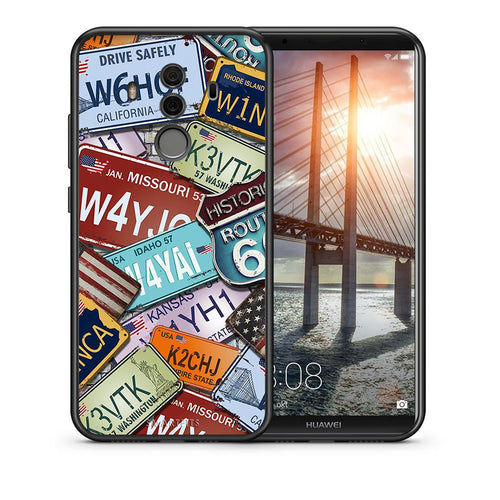 Θήκη Huawei Mate 10 Pro Car Plates από τη Smartfits με σχέδιο στο πίσω μέρος και μαύρο περίβλημα | Huawei Mate 10 Pro Car Plates case with colorful back and black bezels