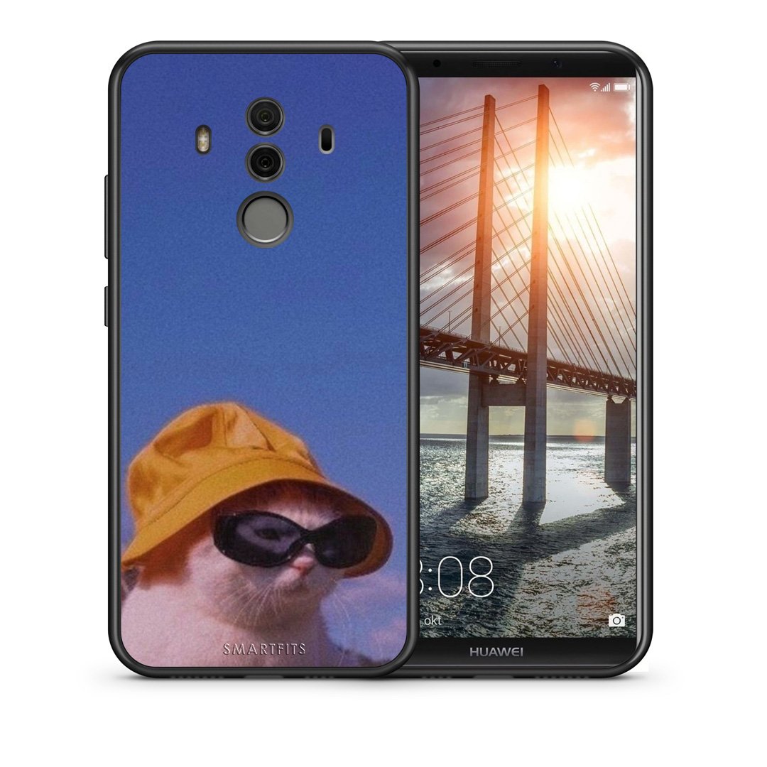Θήκη Huawei Mate 10 Pro Cat Diva από τη Smartfits με σχέδιο στο πίσω μέρος και μαύρο περίβλημα | Huawei Mate 10 Pro Cat Diva case with colorful back and black bezels