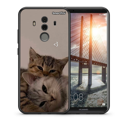 Θήκη Huawei Mate 10 Pro Cats In Love από τη Smartfits με σχέδιο στο πίσω μέρος και μαύρο περίβλημα | Huawei Mate 10 Pro Cats In Love case with colorful back and black bezels