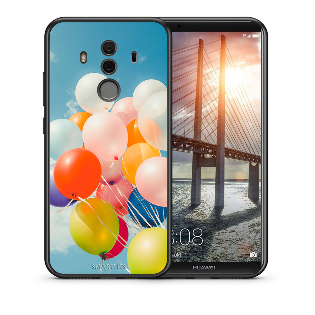 Θήκη Huawei Mate 10 Pro Colorful Balloons από τη Smartfits με σχέδιο στο πίσω μέρος και μαύρο περίβλημα | Huawei Mate 10 Pro Colorful Balloons case with colorful back and black bezels