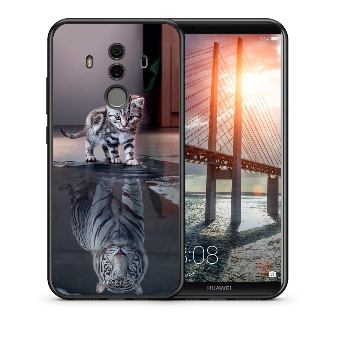 Θήκη Huawei Mate 10 Pro Tiger Cute από τη Smartfits με σχέδιο στο πίσω μέρος και μαύρο περίβλημα | Huawei Mate 10 Pro Tiger Cute case with colorful back and black bezels